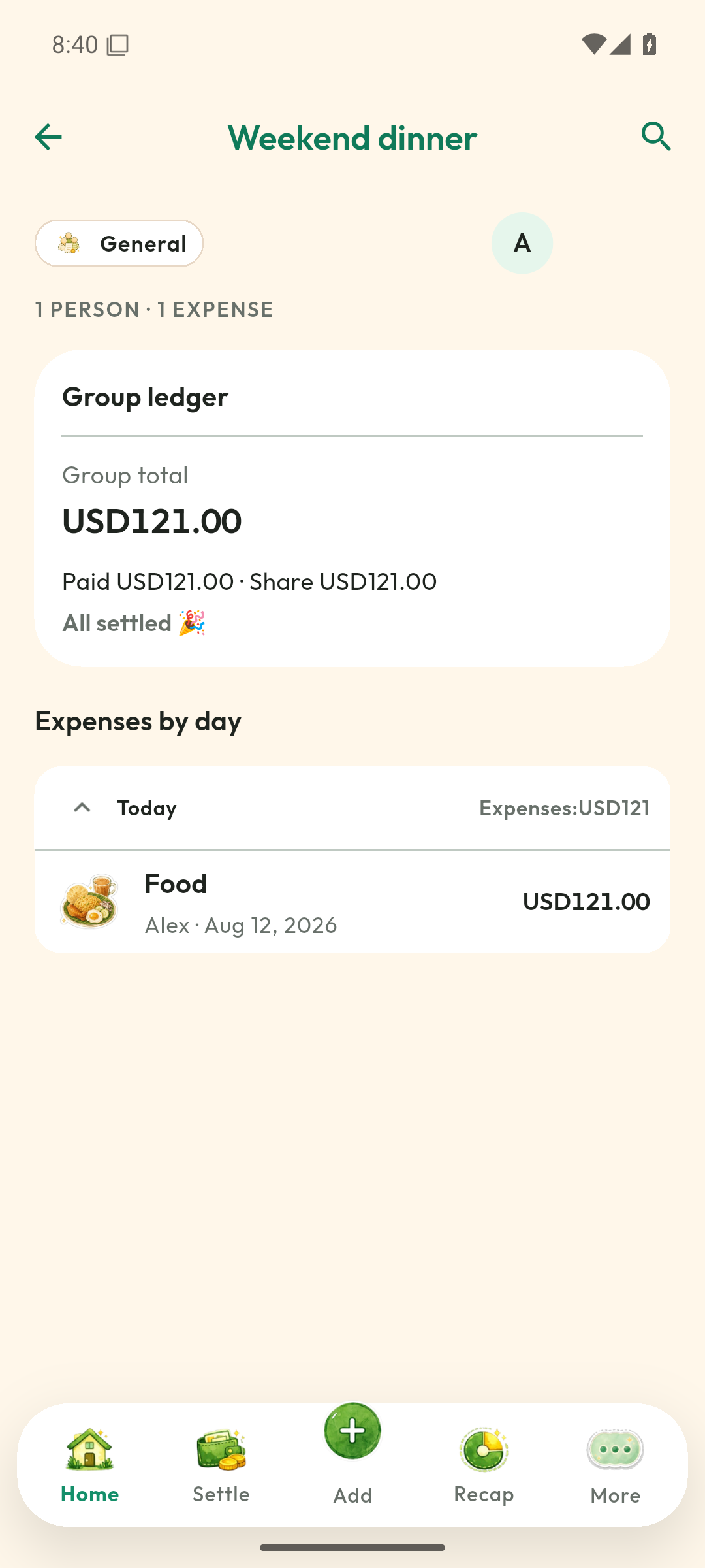 Groups screen in the Kongsi Web App